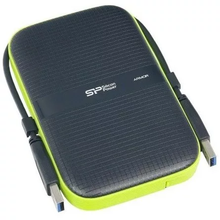 Silicon Power Armor - A60 1TB Portable HDD USB 3.2 Gen1 Black, Shockproof MIL-STD 810G Method 516.6 Procedure IV, Water-resistant IPX4, LED light