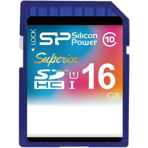 Silicon Power Superior 16GB SD Card UHS-1 (U1) R/W: up to 90/45 MB/s, Shock/water/x-ray-proof, Retail pack