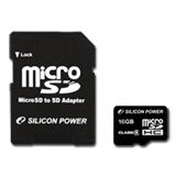 SILICON POWER Micro SDHC Card 16GB (Class 4) with SD Adapter