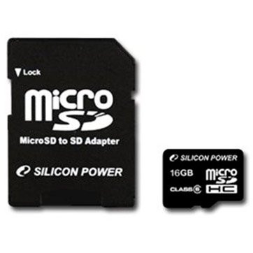 SILICON POWER Micro SDHC Card 16GB (Class 6) with SD Adapter