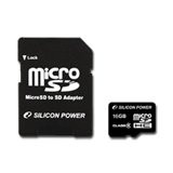 SILICON POWER Micro SDHC Card 16GB (Class 6) with Two Adapters