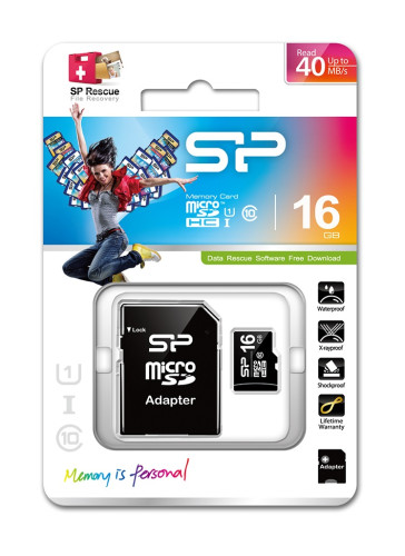 Silicon Power 16GB microSD+adapter, CL10