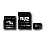 SILICON POWER Micro SDHC Card 16GB (Class 10) with Two Adapters