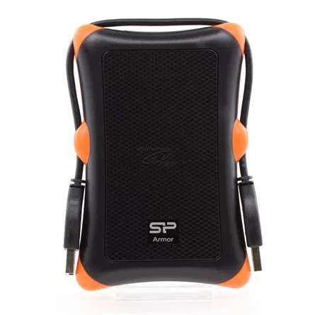 Silicon Power Armor - A30 2TB Portable HDD USB 3.2 Gen 1 Anti-shock, Black/Orange, MIL-STD 810F Method 516.5 Procedure IV, LED light