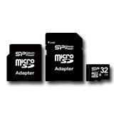 SILICON POWER Micro SDHC Card 32GB (Class 4) with Two Adapters