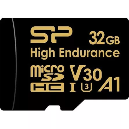 Silicon Power 32GB Golden High Endurance (+adapter) UHS-1 Class10 U3 V30 A1 vízálló ütésálló microSDXC memóriakártya BOX