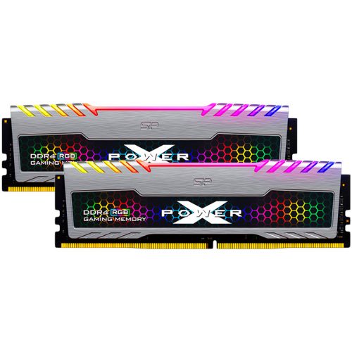 Silicon Power DDR4-3200 CL16 32GB DRAM DDR4 Turbine RGB / U-DIMM Desktop (Kit of 2) 16GBx2 (1Gx8 SR), 1.35V Heatsink, RGB