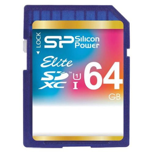 Silicon Power Elite /class 10 64GB SD Card UHS-1 (U1) R/W: up to 85/10 MB/s, Shock/water/x-ray-proof, Retail pack