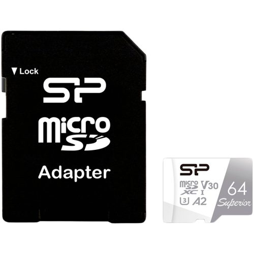 SILICON POWER Flash card Silicon Power Superior Pro A2 microSDXC 64GB Class 10 UHS-I U3 Colorful R/W 100/80, Adapter
