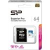 Silicon Power 64GB Superior Pro (+adapter) UHS-1 Class10 U3 V30 A1 microSDXC memóriakártya BOX fehér