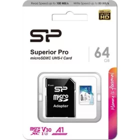   Silicon Power 64GB Superior Pro (+adapter) UHS-1 Class10 U3 V30 A1 microSDXC memóriakártya BOX fehér
