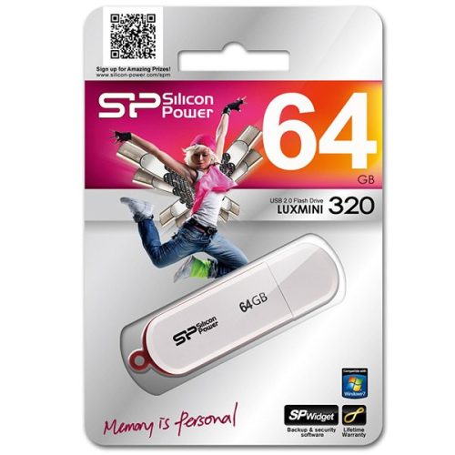 SILICON POWER 64GB,USB2.0 FLASH DRIVE / Luxmini 320,White