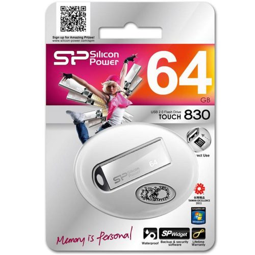 SILICON POWER 64GB, USB 2.0 FLASH DRIVE / TOUCH 830,Silver