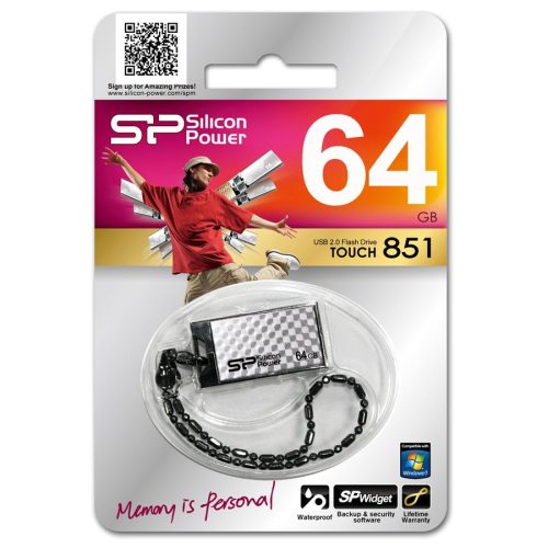 SILICON POWER (USB Flash Drive)UFD 2.0,Touch 851 64GB,Silver
