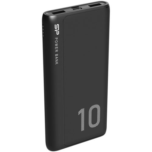 Silicon Power GP15 10.000mAh PowerBank > 500 charging cycles Dual input Micro-B & Type-C, Dual USB output 2.1A, 10000mAh, Li-polymer, Black