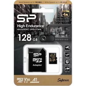   Silicon Power 128GB Golden Series High Endurance UHS-1 Class10 U3 V30 A1 vízálló ütésálló microSDXC memóriakártya BOX fe