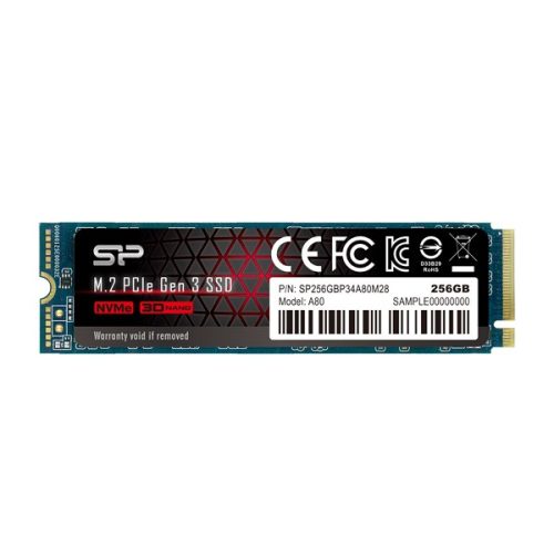SILICON POWER A80 256GB SSD, M.2 2280, PCIe Gen3x4, Read/Write: 3400 / 3000 MB/s