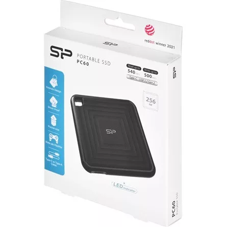 SILICON POWER Внешний SSD Silicon Power PC60, 256GB, USB 3.2, Type-C, черный