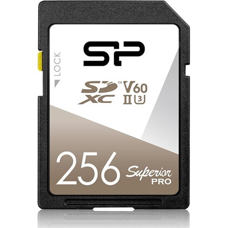 Silicon Power 256GB Superior Pro UHS-II Class10 U3 V60 vízálló ütésálló SDXC memóriakártya BOX fekete