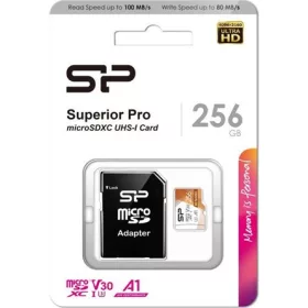   SILICON POWER Memóriakártya MicroSDXC 256GB CL10 UHS-I U3 V30 + adapter, Superior Pro 4K UHD