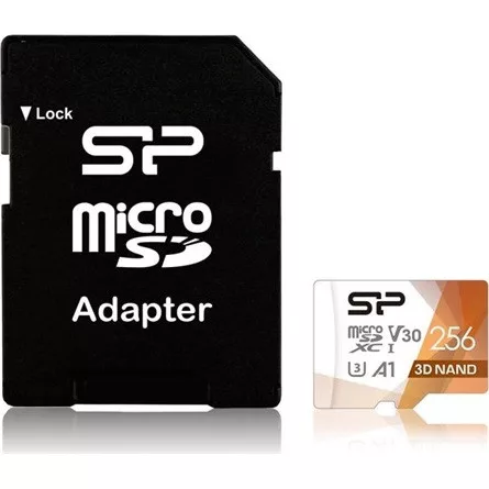 SILICON POWER Memóriakártya MicroSDXC 256GB CL10 UHS-I U3 V30 + adapter, Superior Pro 4K UHD