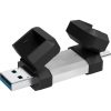 Silicon Power 256GB Mobile C51 ütésálló USB-A 3.2 Gen 1 / USB-C pendrive BOX ezüst-fekete