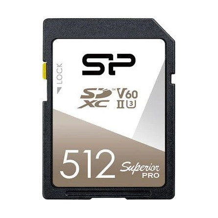 Silicon Power 512GB Superior Pro UHS-II Class10 U3 V60 vízálló ütésálló SDXC memóriakártya BOX fekete