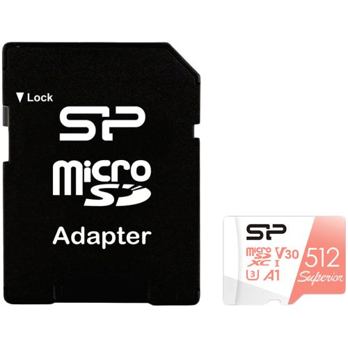 SILICON POWER Карта памяти Silicon Power Superior microSDXC 512GB A1, Class 10, UHS Class 1, Video Class 30, R/W 80/100, адаптер