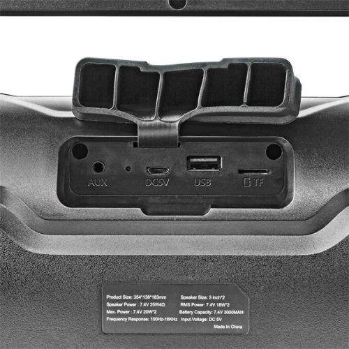 Nedis SPBB310BK akkumulátoros party boombox, 120W, Bluetooth, 10 m hatótávolság, USB, microSD , 6 óra vez nélkül