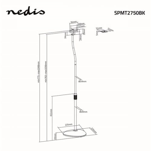 Nedis SPMT2750BK hangszóró állvány