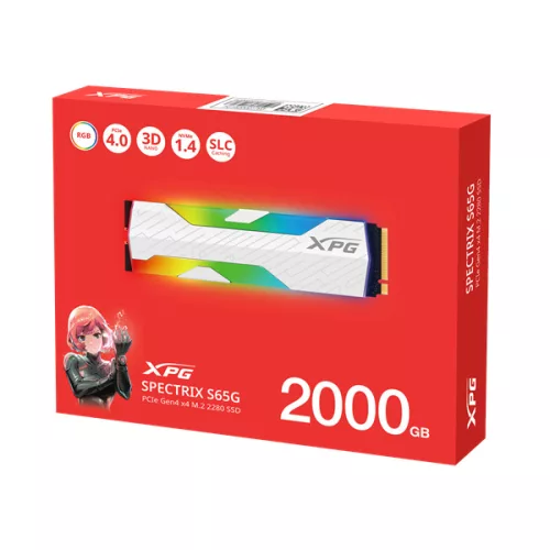 ADATA SSD 2TB - SPECTRIX S65G (3D TLC, M.2 PCIe Gen 4x4, r:6000 MB/s, w:5000 MB/s, hűtőbordás)