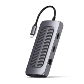   Satechi Aluminium USB-C Multiport MX Adapter (Dual 4K HDMI 60Hz/30Hz, USB-C PD 100W, RJ45, 1xUSB-C , 2xUSB, SD, jack)