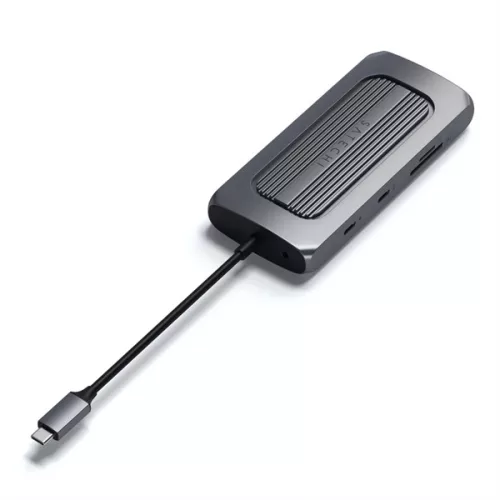 Satechi Aluminium USB-C Multiport MX Adapter (Dual 4K HDMI 60Hz/30Hz, USB-C PD 100W, RJ45, 1xUSB-C , 2xUSB, SD, jack)