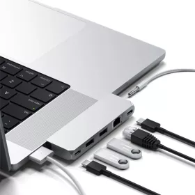   Satechi Aluminium Pro Hub Mini (1xUSB4 96W  6K display output, 2 x USB-A 3.0, 1x  Lan, 1xUSB-C, 1xAudio) - silver