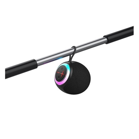 DEVIA LITE1 bluetooth hordozható hangszóró (v5.3, 5W, TF/microSD kártyaolvasó, FM rádió, LED világítás) FEKETE