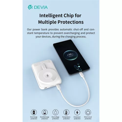 Devia Extreme Speed Magnetic PD 22.5W powerbank/állvány - Lightning/Type-C - 10.000 mAh - szürke