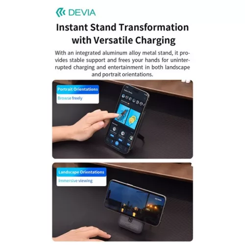 Devia Extreme Speed Magnetic PD 22.5W powerbank/állvány - Lightning/Type-C - 10.000 mAh - fehér