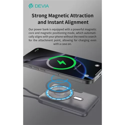 Devia Extreme Speed Series Magnetic 4in1 22.5W powerbank/állvány - Type-C - 10.000 mAh - ezüst