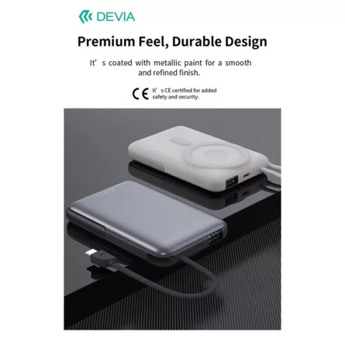 Devia Extreme Speed Series Magnetic 4in1 22.5W powerbank/állvány - Type-C - 10.000 mAh - ezüst