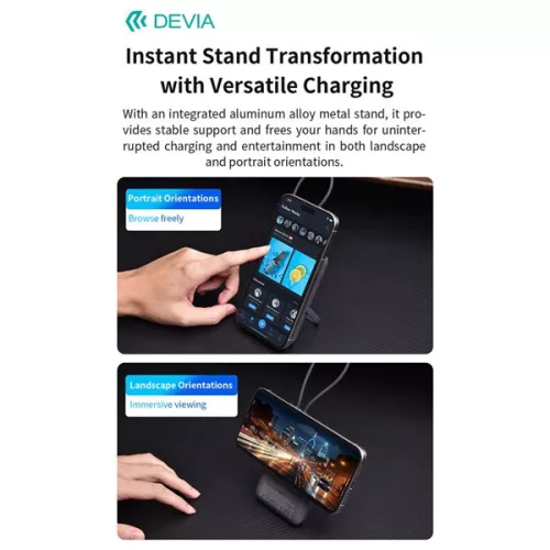 Devia Extreme Speed Series Magnetic 4in1 22.5W powerbank/állvány - Type-C - 10.000 mAh - ezüst