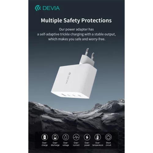 Devia Extreme Speed Series 100W GaN PD hálózati gyorstöltő adapter USB+3xType-C - fehér