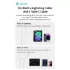 Devia Smart Series 60W+27W PD Type-C/Type-C + Lightning adat- és töltőkábel 1.2m- fehér