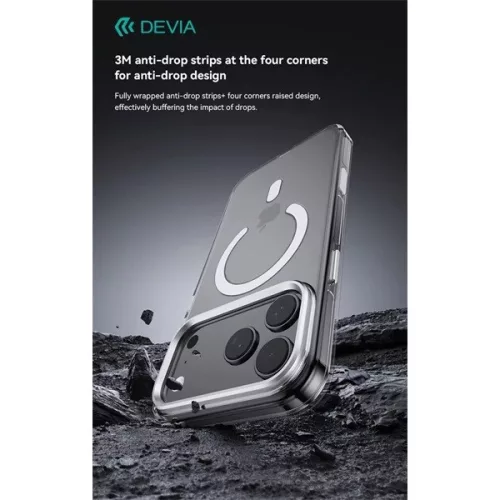 Devia Crystal Series Magnetic 360° kameravédős ütésálló tok - Apple iPhone 17 Pro - átlátszó