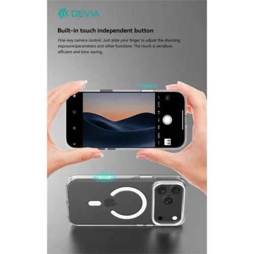 Devia Crystal Series Magnetic 360° kameravédős ütésálló tok - Apple iPhone 17 Pro - átlátszó
