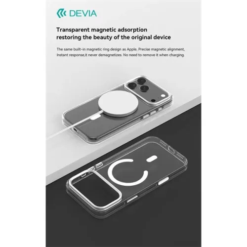 Devia Crystal Series Magnetic 360° kameravédős ütésálló tok - Apple iPhone 17 Pro Max - átlátszó