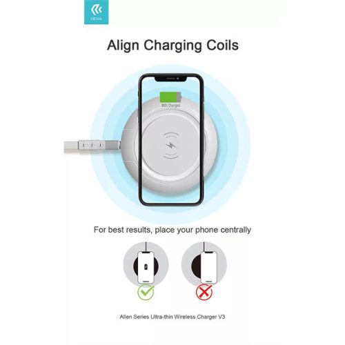 DEVIA QI UNIVERZÁLIS VEZETÉK NÉLKÜLI TÖLTŐ ÁLLOMÁS, 15W, FEHÉR