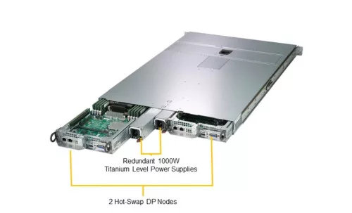 Supermicro SuperServer SYS-1029TP-DTR 1U, 2 x P (LGA 3647), 16 x DIMM slots,  4x2.5" SATA3 HS, Dedicated IPMI 2.0 LAN, 2 PCI-E 3.0 x16 slots, 2x SATADOM, 1000W RPSU