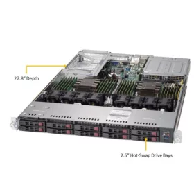   SUPERMICRO 1U Ultra, 10 Hot-swap 2.5'' drive bays (2 NVMe opt.) w/ 2 Xeon Scalable Processors support, C621 chipset, 750W PS (redundant, Platinum), 4x 10GBase-T
