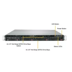   Supermicro SuperServer 5019C-WR 1U 4x3.5"HotSw 1xLGA1151/4UDIMM/2x500W redPSU