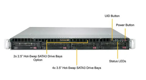 Supermicro SuperServer 5019C-WR 1U 4x3.5"HotSw 1xLGA1151/4UDIMM/2x500W redPSU